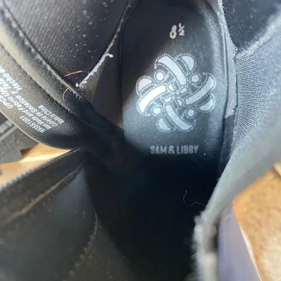 Y2K Chunky Heels Sam/Libby Chelsea Ankle Black Faux Leather Boot Womens 8.5 Goth - Picture 11 of 12